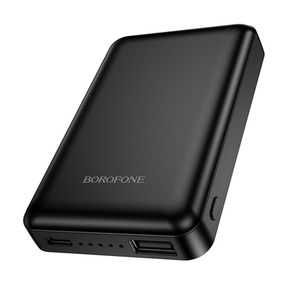 Zewnętrzna bateria bezprzewodowa Borofone BJ82 Dawn, 5000mAh, 10W, 1 x QI - 1 x USB-A, Czarna