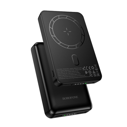 Zewnętrzna bateria bezprzewodowa Borofone BJ82 Dawn, 5000mAh, 10W, 1 x QI - 1 x USB-A, Czarna