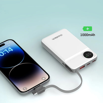 Bezprzewodowa bateria zewnętrzna Choetech B695, 10000 mAh, 20 W, QC + PD + FQI, 1 x Lightning - 1 x USB-A - 2 x QI - 2 x USB-C, biała