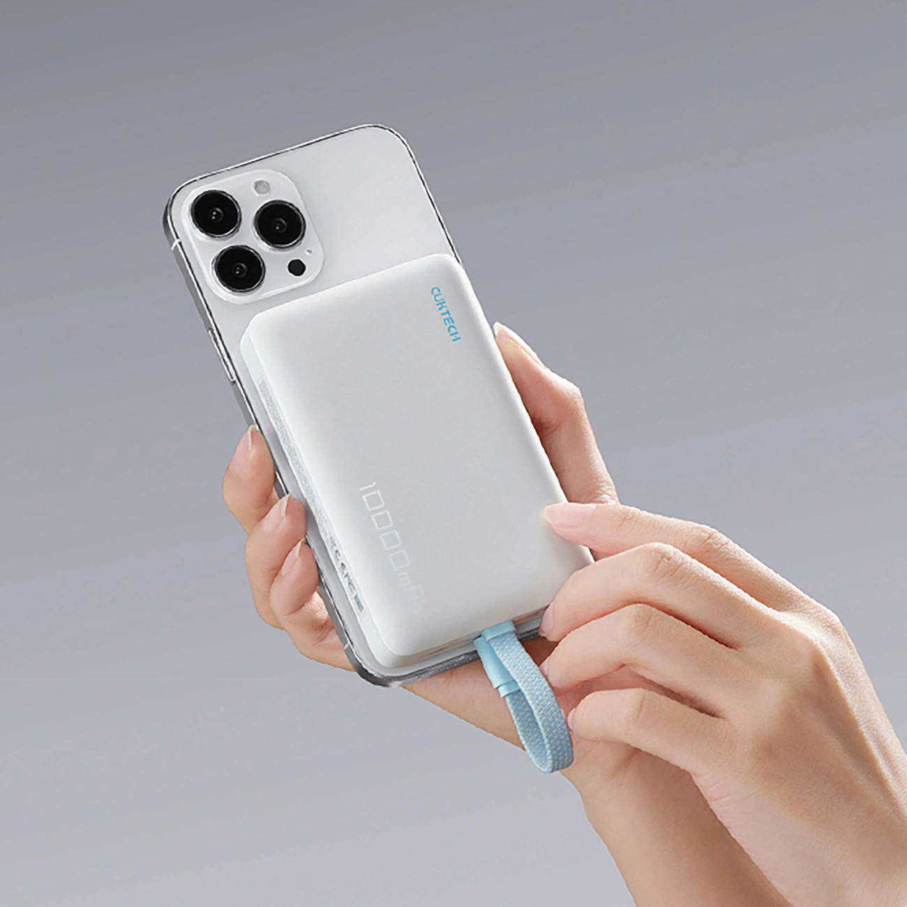Bezprzewodowy powerbank Cuktech CP132ML, 10000mAh, 22,5W, PD + QI, 2 x USB-C, biały