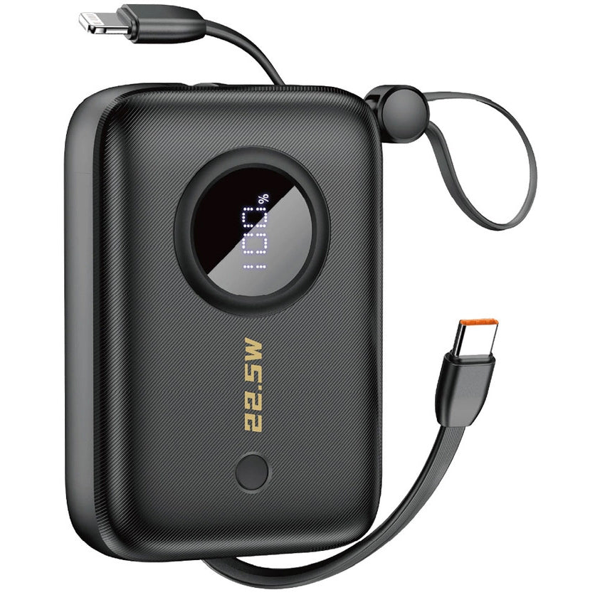 Zewnętrzna bateria Dudao K14, 10000mAh, 22.5W, QC + PD, 1 x Lightning - 1 x USB-A - 2 x USB-C, Czarna
