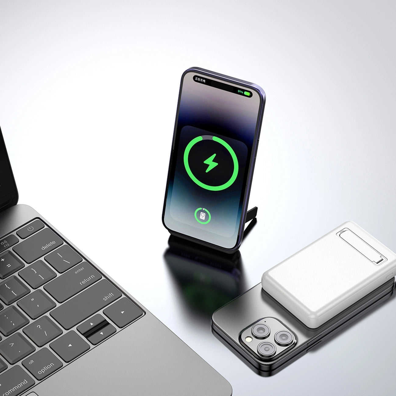 Zewnętrzna bateria bezprzewodowa Dudao K14S+, 10000mAh, 22.5W, QC + PD + FQI, 1 x QI - 1 x USB-A - 1 x USB-C, Biała