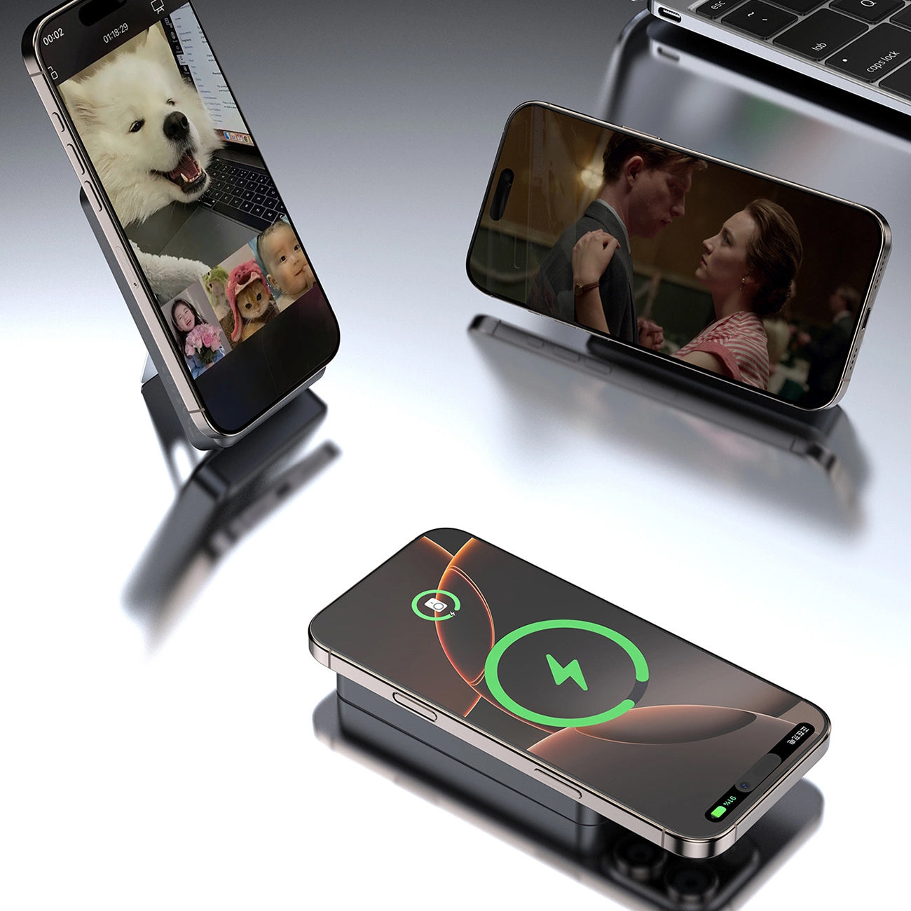 Dudao K29 Wireless External Battery, 10000mAh, 20W, PD + FQI, 1 x Lightning - 1 x QI - 1 x USB-C, Gray