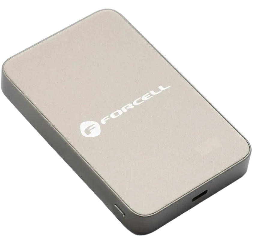 Zewnętrzna Bateria Bezprzewodowa Forcell F10K8, 10000mAh, 15W, PD + FQI, 1 x QI - 1 x USB-C, Złota