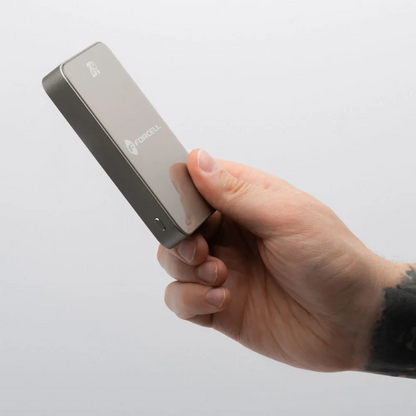 Zewnętrzna bateria bezprzewodowa Forcell F5K8, 5000mAh, 15W, PD + FQI, 1 x QI - 1 x USB-C, Złota