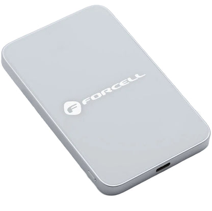 Zewnętrzna bateria bezprzewodowa Forcell F5K8, 5000mAh, 15W, PD + FQI, 1 x QI - 1 x USB-C, Biała