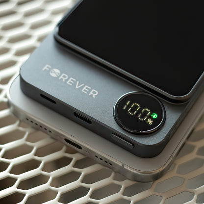 Zewnętrzna bateria bezprzewodowa Forever MATB-200, 5000mAh, 20W, PD + FQI, 1 x QI - 1 x USB-C, Czarna