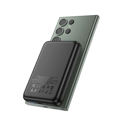 Zewnętrzna bateria bezprzewodowa HOCO J141, 10000mAh, 20W, PD + FQI, 1 x QI - 1 x USB-C, Czarna
