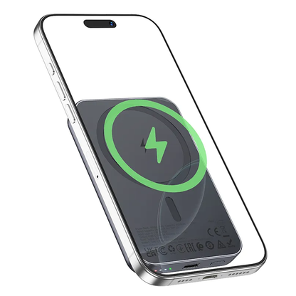 Bezprzewodowy powerbank HOCO J160, 5000mAh, 10W, 1 x QI - 1 x USB-C, Szary