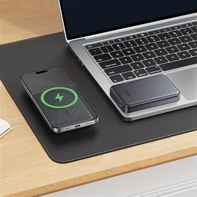 Bezprzewodowy powerbank HOCO J160, 5000mAh, 10W, 1 x QI - 1 x USB-C, Szary