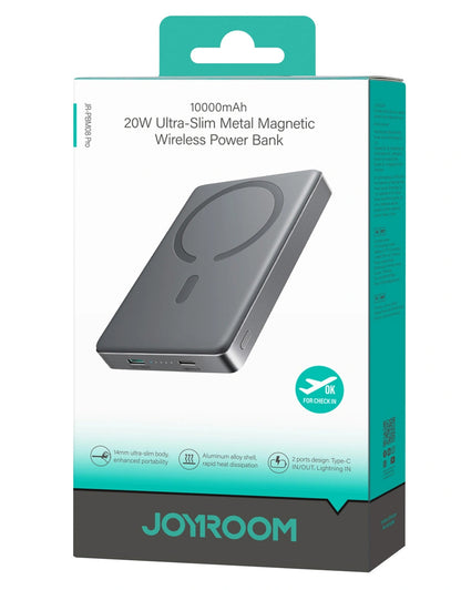 Bezprzewodowy powerbank Joyroom JR-PBM08 Pro, 10000mAh, 22,5W, PD + FQI, 1 x QI - 2 x USB-C, Szary
