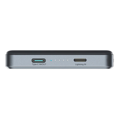 Zewnętrzna bateria bezprzewodowa Joyroom JR-PBM08 Pro, 10000mAh, 20W, PD + FQI, 1 x QI - 1 x USB-C, Szara