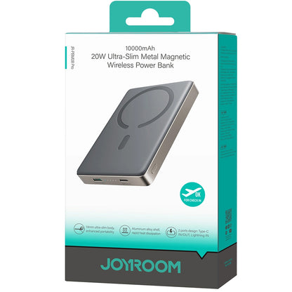 Zewnętrzna bateria bezprzewodowa Joyroom JR-PBM08 Pro, 10000mAh, 20W, PD + FQI, 1 x QI - 1 x USB-C, Beżowa