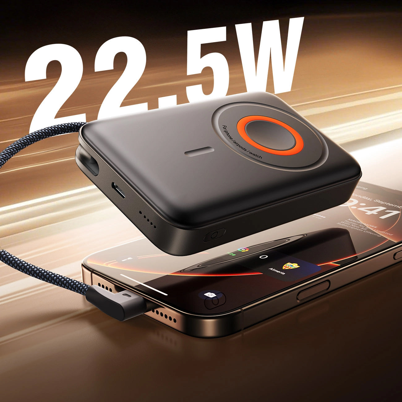 Joyroom JR-PBM02 Wireless External Battery, 10000mAh, 22.5W, PD + FQI, 1 x QI - 2 x USB-C, Black