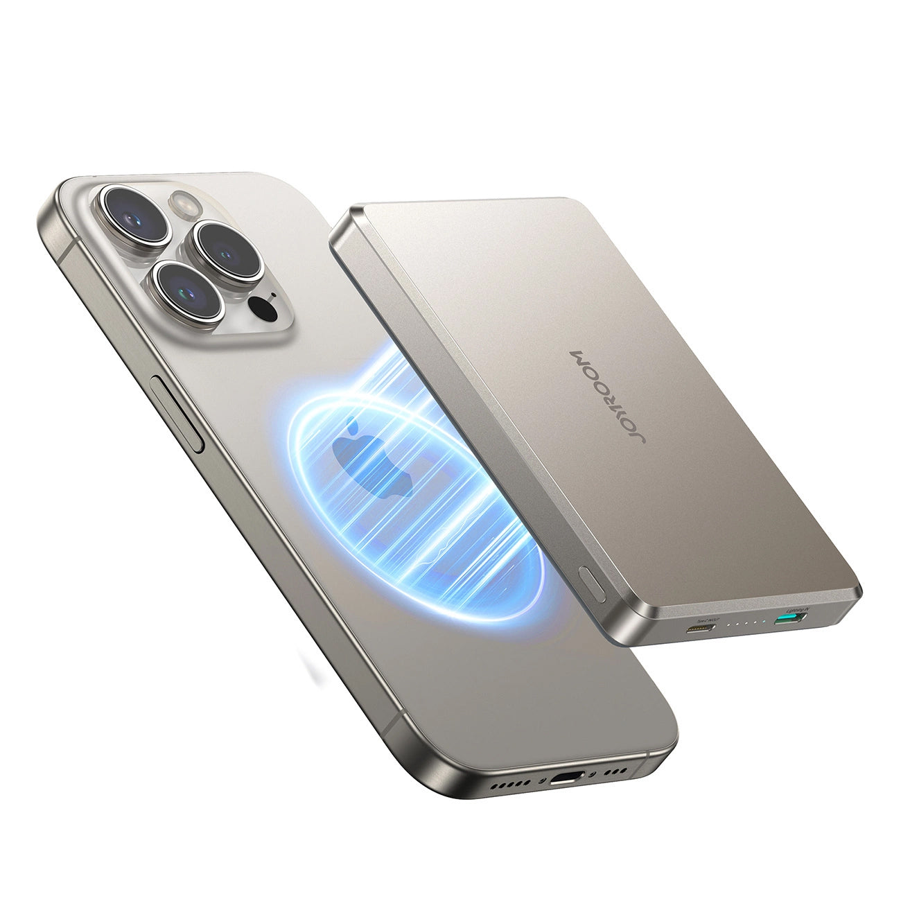 Zewnętrzna bateria bezprzewodowa Joyroom JR-PBM08 Pro, 10000mAh, 20W, PD + FQI, 1 x QI - 1 x USB-C, Beżowa