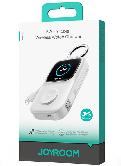 Bezprzewodowy powerbank Joyroom JR-W19, 5000mAh, 20W, QC + PD, 1 x Lightning - 1 x QI - 2 x USB-C, biały