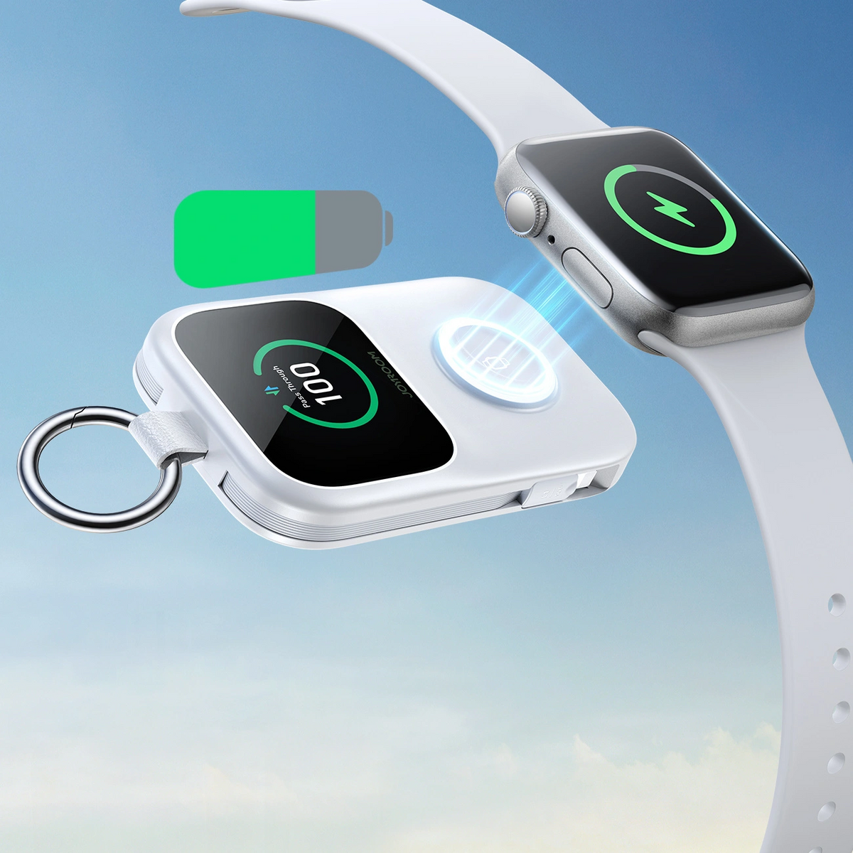 Bezprzewodowy powerbank Joyroom JR-W19, 5000mAh, 20W, QC + PD, 1 x Lightning - 1 x QI - 2 x USB-C, biały