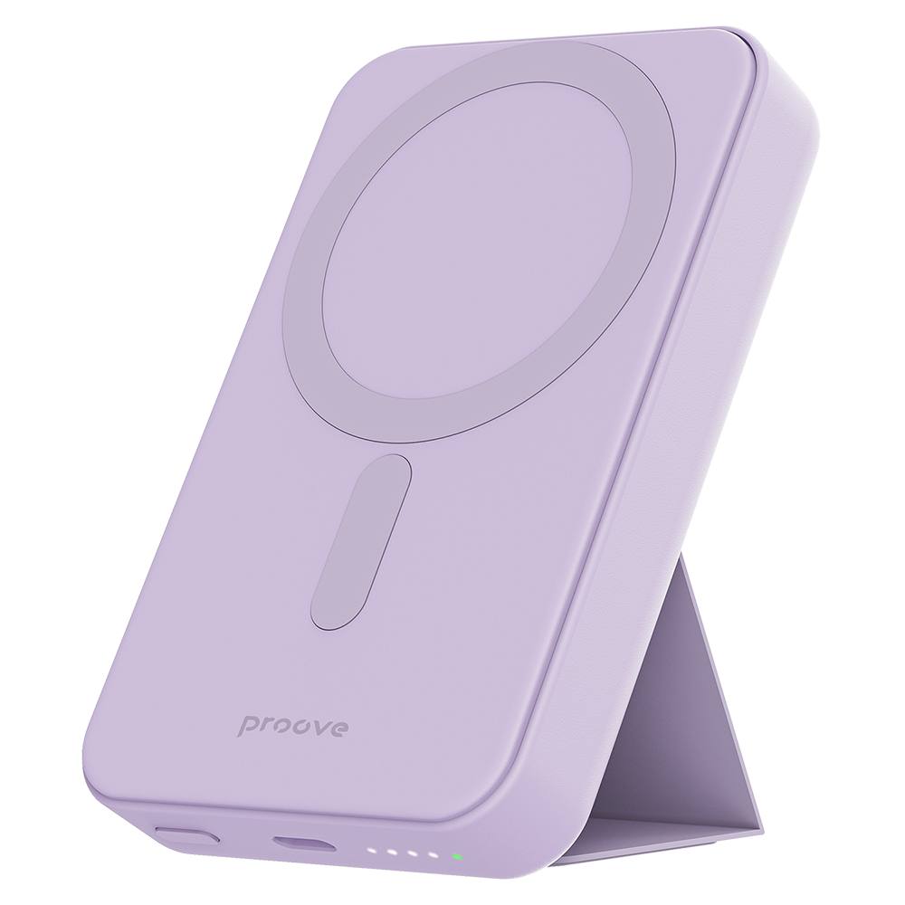 Zewnętrzna bateria bezprzewodowa Proove Hyperion, 10000mAh, 20W, PD + FQI, 1 x QI - 1 x USB-C, Fioletowa