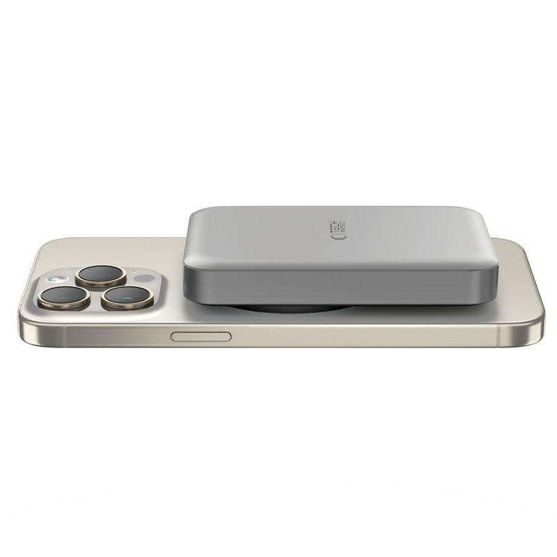 Bezprzewodowy powerbank Tech-Protect PB11 LifeMag, 10000mAh, 15W, PD + FQI, 1 x QI - 1 x USB-C, Szary, Ponownie zapakowany