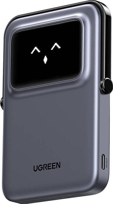 Zewnętrzna bateria bezprzewodowa UGREEN PB571 Uno, 5000mAh, 20W, PD + FQI, 1 x QI - 1 x USB-C, Szara