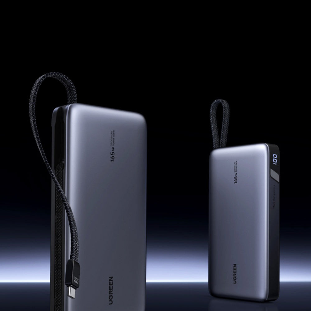 Zewnętrzna bateria UGREEN PB726 (55995B), 25000mAh, 165W, QC + PD, 1 x USB-A - 3 x USB-C, Szara