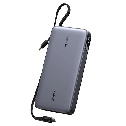 Zewnętrzna bateria UGREEN PB726 (55995B), 25000mAh, 165W, QC + PD, 1 x USB-A - 3 x USB-C, Szara