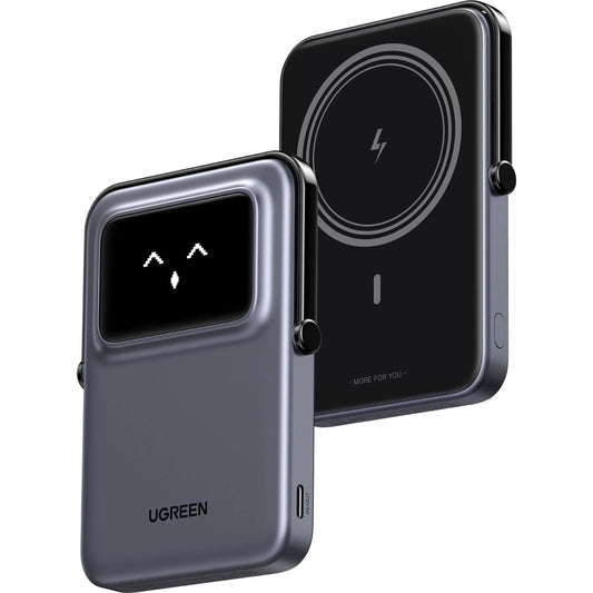 Zewnętrzna bateria bezprzewodowa UGREEN PB571 Uno, 5000mAh, 20W, PD + FQI, 1 x QI - 1 x USB-C, Szara