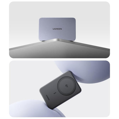 Bezprzewodowy powerbank UGREEN PB580 (75984B), 5000mAh, 15W, PD + FQI, 1 x QI - 1 x USB-C, Szary