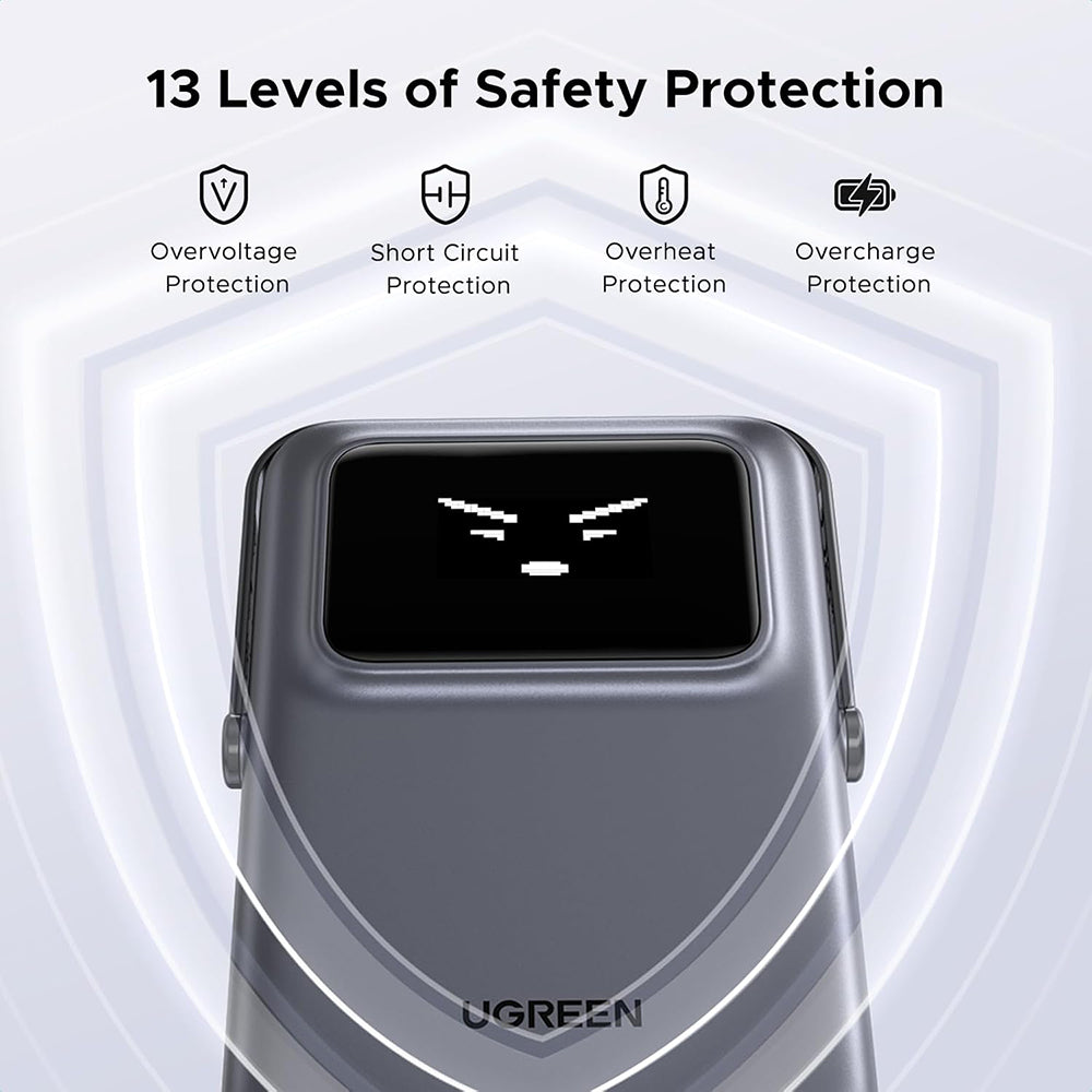 Zewnętrzna bateria bezprzewodowa UGREEN PB764 Uno, 10000mAh, 20W, PD + FQI, 1 x QI - 1 x USB-C, Szara