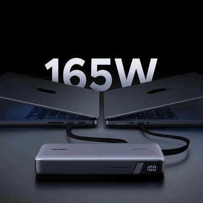 Zewnętrzna bateria UGREEN PB726 (55995B), 25000mAh, 165W, QC + PD, 1 x USB-A - 3 x USB-C, Szara