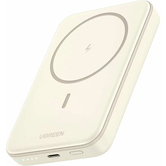 Bezprzewodowa bateria zewnętrzna UGREEN PB561, 10000 mAh, 20 W, PD + FQI, 1 x QI - 1 x USB-C, beżowa