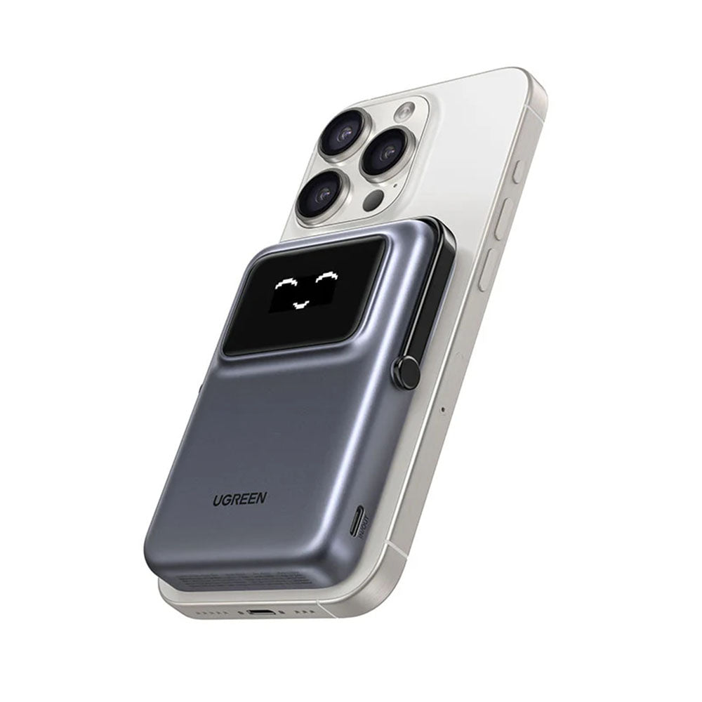 Zewnętrzna bateria bezprzewodowa UGREEN PB764 Uno, 10000mAh, 20W, PD + FQI, 1 x QI - 1 x USB-C, Szara