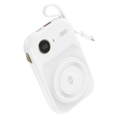 Zewnętrzna bateria bezprzewodowa XO Design PR270, 10000mAh, 22.5W, QC + PD + QI, 1 x QI - 1 x USB-A - 1 x USB-C, Biała
