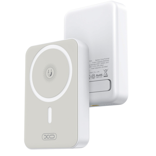 Zewnętrzna bateria bezprzewodowa XO Design PR231, 10000mAh, 20W, PD + FQI, 1 x QI - 1 x USB-C, Biała