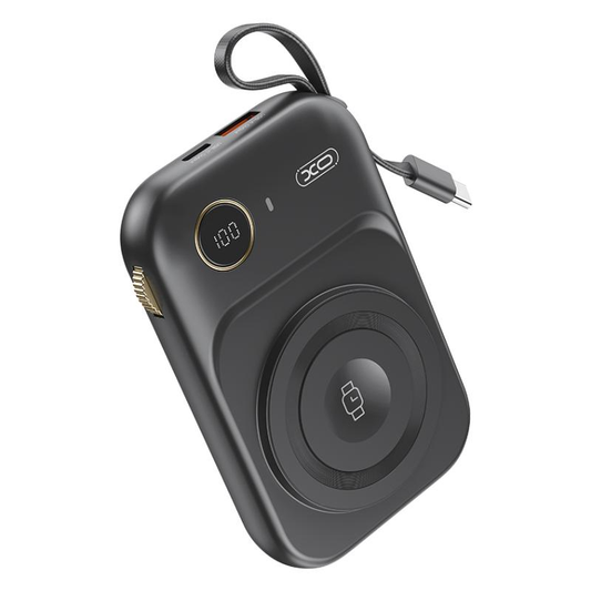 XO Design PR270 Wireless External Battery, 10000mAh, 22.5W, QC + PD + QI, 1 x QI - 1 x USB-A - 1 x USB-C, Black