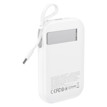 Zewnętrzna bateria bezprzewodowa XO Design PR270, 10000mAh, 22.5W, QC + PD + QI, 1 x QI - 1 x USB-A - 1 x USB-C, Biała