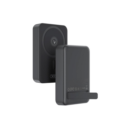 Bezprzewodowy powerbank XO Design PR231, 10000mAh, 20W, PD + FQI, 1 x QI - 1 x USB-C, Czarny, Odtwarzany