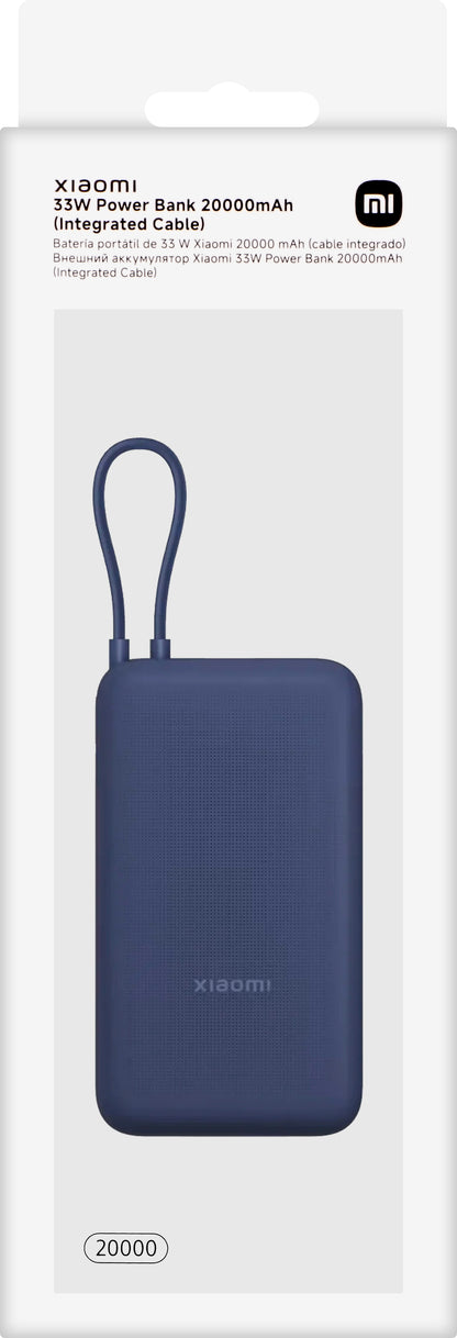 Zewnętrzna bateria Xiaomi, 20000mAh, 33W, QC + PD, 1 x USB-A - 2 x USB-C, Niebieska BHR8975GL