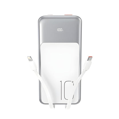 Zewnętrzna bateria XO Design PR248, 10000mAh, 22.5W, QC + PD, 1 x Lightning - 1 x USB-A - 2 x USB-C, Biała