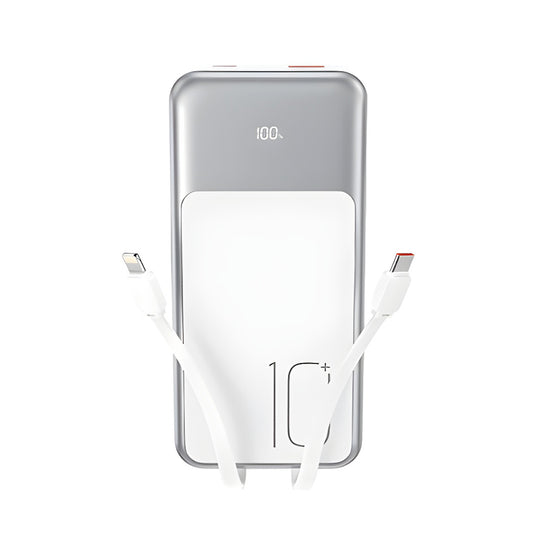 Zewnętrzna bateria XO Design PR248, 10000mAh, 22.5W, QC + PD, 1 x Lightning - 1 x USB-A - 2 x USB-C, Biała