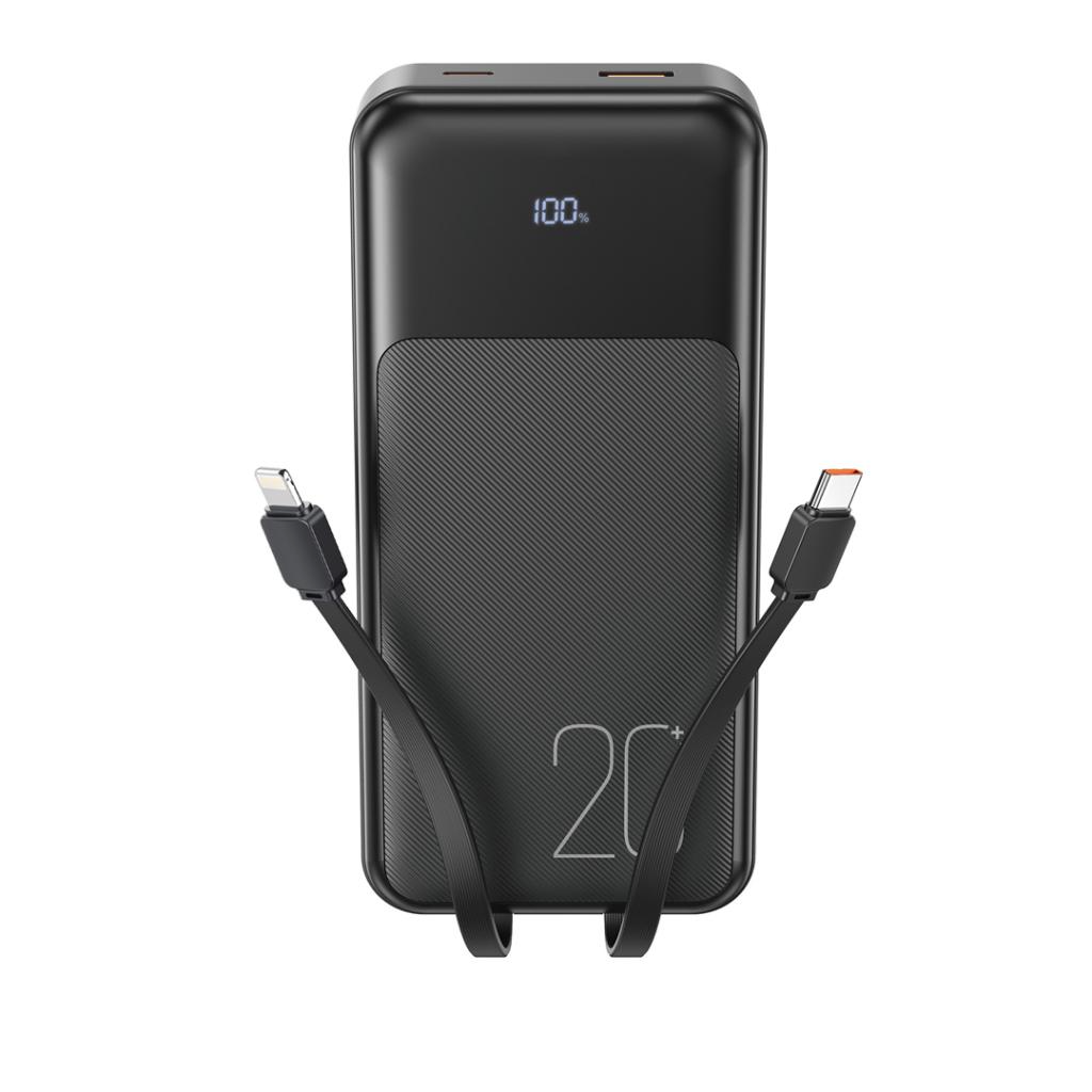 Zewnętrzna bateria XO Design PR249, 20000mAh, 22.5W, QC + PD, 1 x Lightning - 1 x USB-A - 2 x USB-C, Czarna