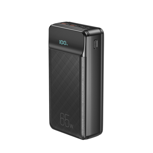 Zewnętrzna bateria XO Design PR201, 30000mAh, 65W, QC + PD, 1 x USB-C - 2 x USB-A, Czarna