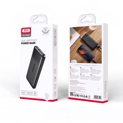 Zewnętrzna bateria XO Design PB301, 10000mAh, 10W, 2 x USB-A, Czarna