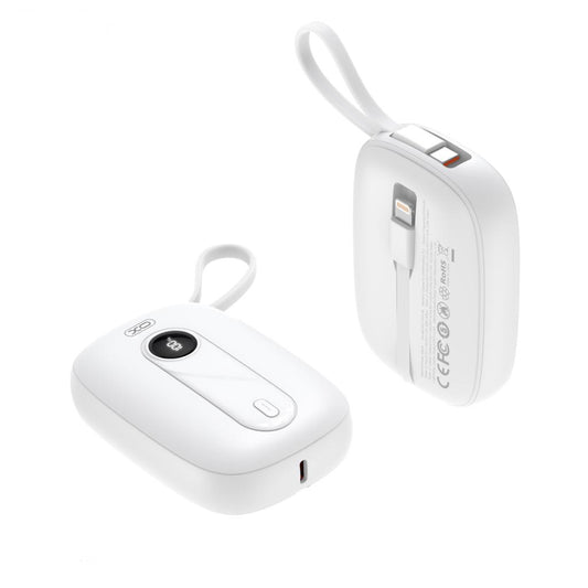 Zewnętrzna bateria XO Design PR246, 10000mAh, 22.5W, PD, 1 x Lightning - 2 x USB-C, Biała