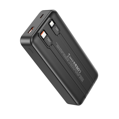 Zewnętrzna bateria XO Design PR249, 20000mAh, 22.5W, QC + PD, 1 x Lightning - 1 x USB-A - 2 x USB-C, Czarna