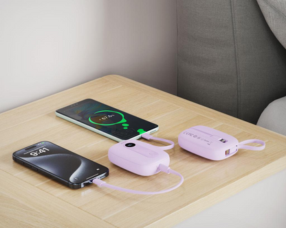 Zewnętrzna bateria XO Design PR246, 10000mAh, 22.5W, PD, 1 x Lightning - 2 x USB-C, Fioletowa
