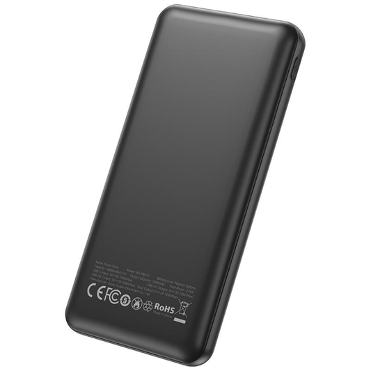 Zewnętrzna bateria XO Design PB312, 10000mAh, 10W, 2 x USB-A, Czarna