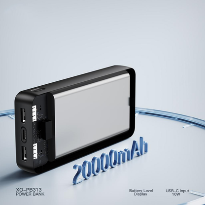 Powerbank XO Design PB313, 20000mAh, 10W, 2 x USB-A, Czarny