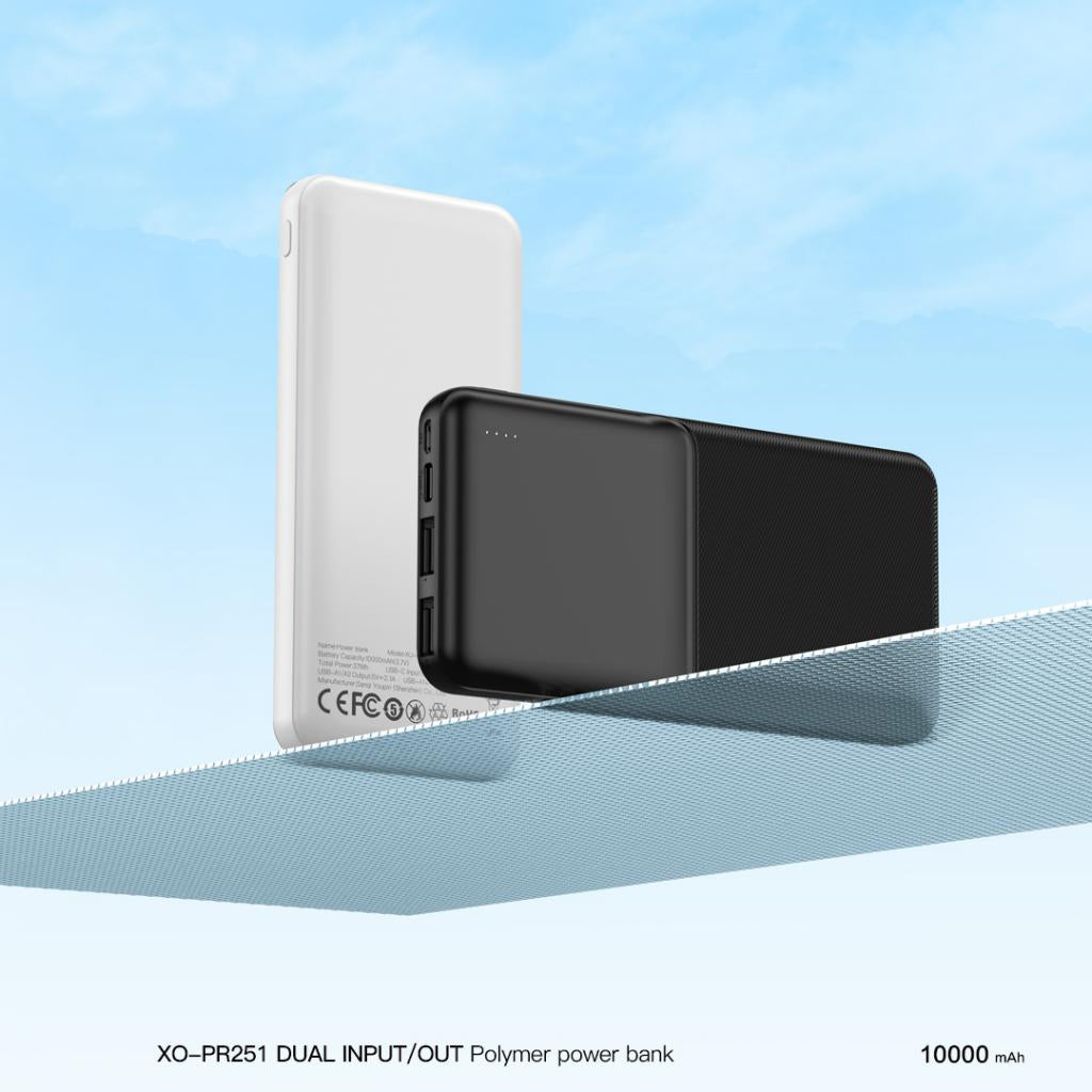 Zewnętrzna bateria XO Design PR252, 20000mAh, 10W, 2 x USB-A, Biała