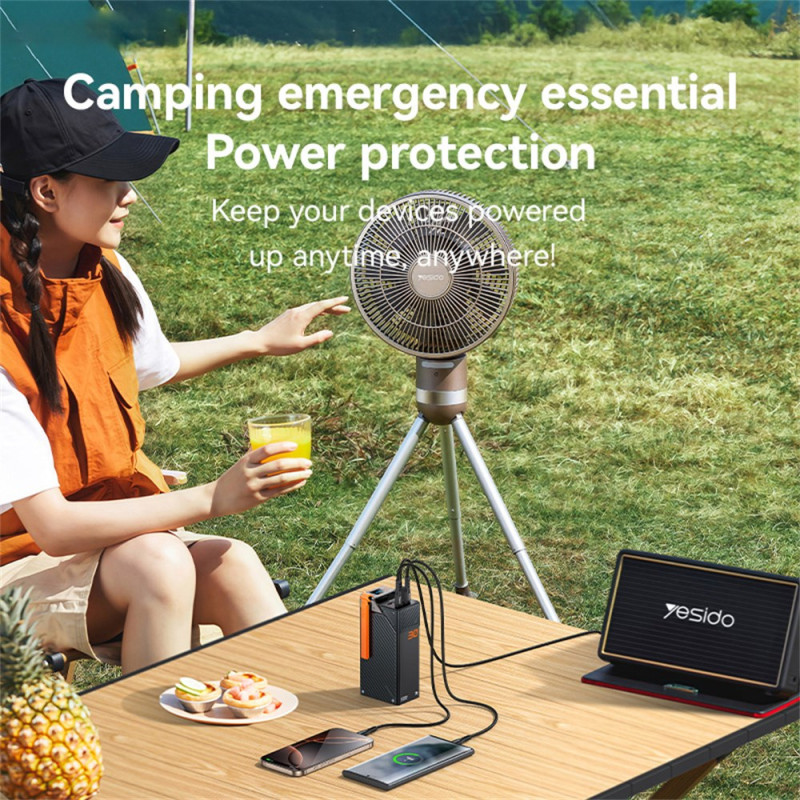 Powerbank Yesido YP62, 30000mAh, 22.5W, QC + PD, 2 x USB-A - 2 x USB-C, Czarny